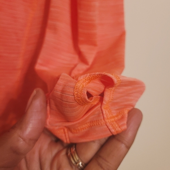 Athleta | Women's Orange Ribbed Cadence Workout Long Sleeve Tee (Size Medium) - Picture 6 of 11